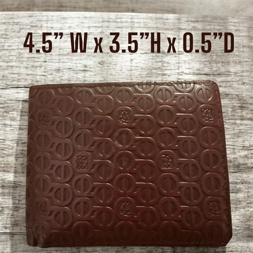 Louis Quatorze Men's Rich Brown Leather Bifold Wallet Logo Accent Multi Card ID